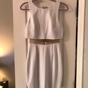 WHITE TWO PIECE ILLUSION DRESS